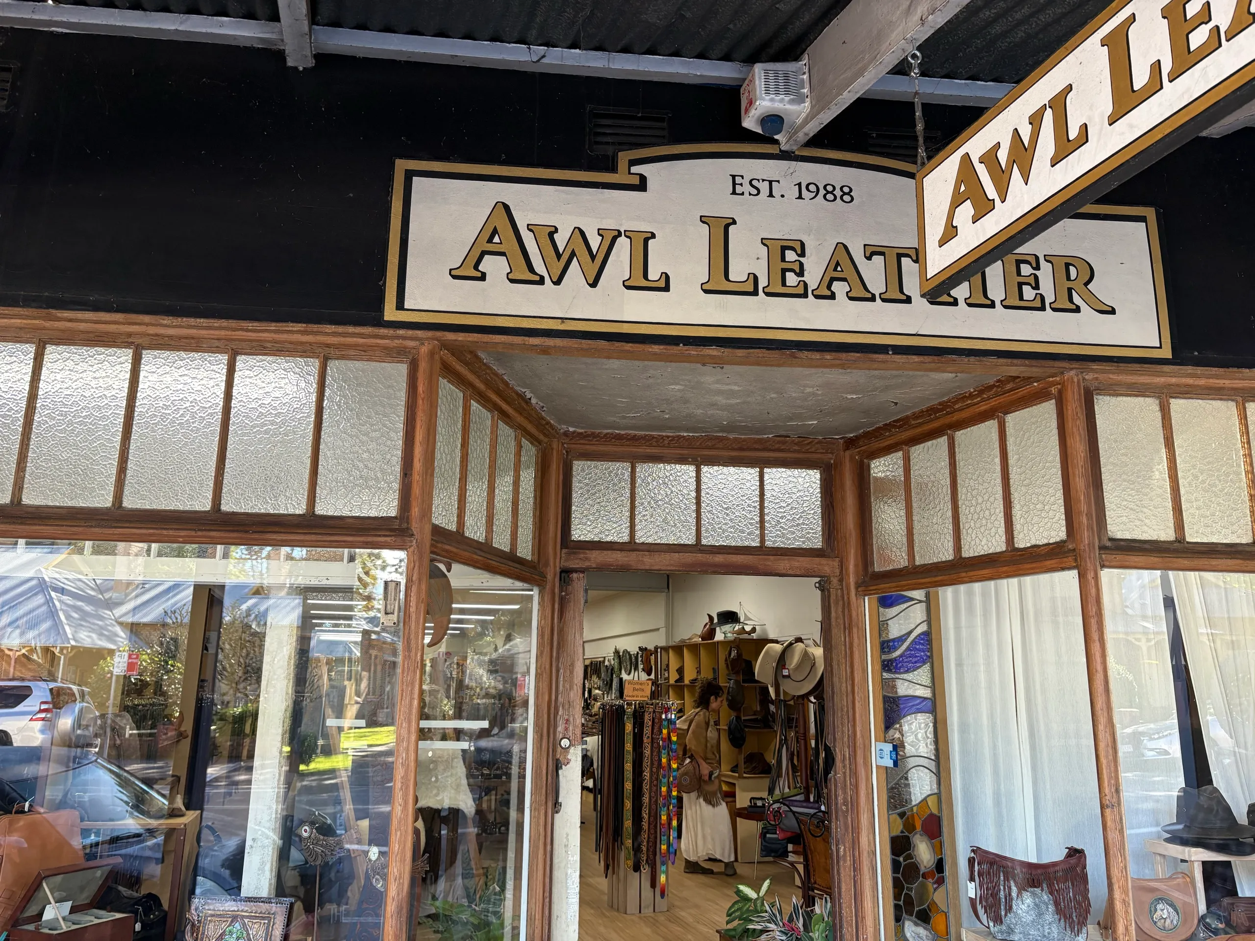 The Awl Leather shopfront in Bellingen, a leather maker since 1988