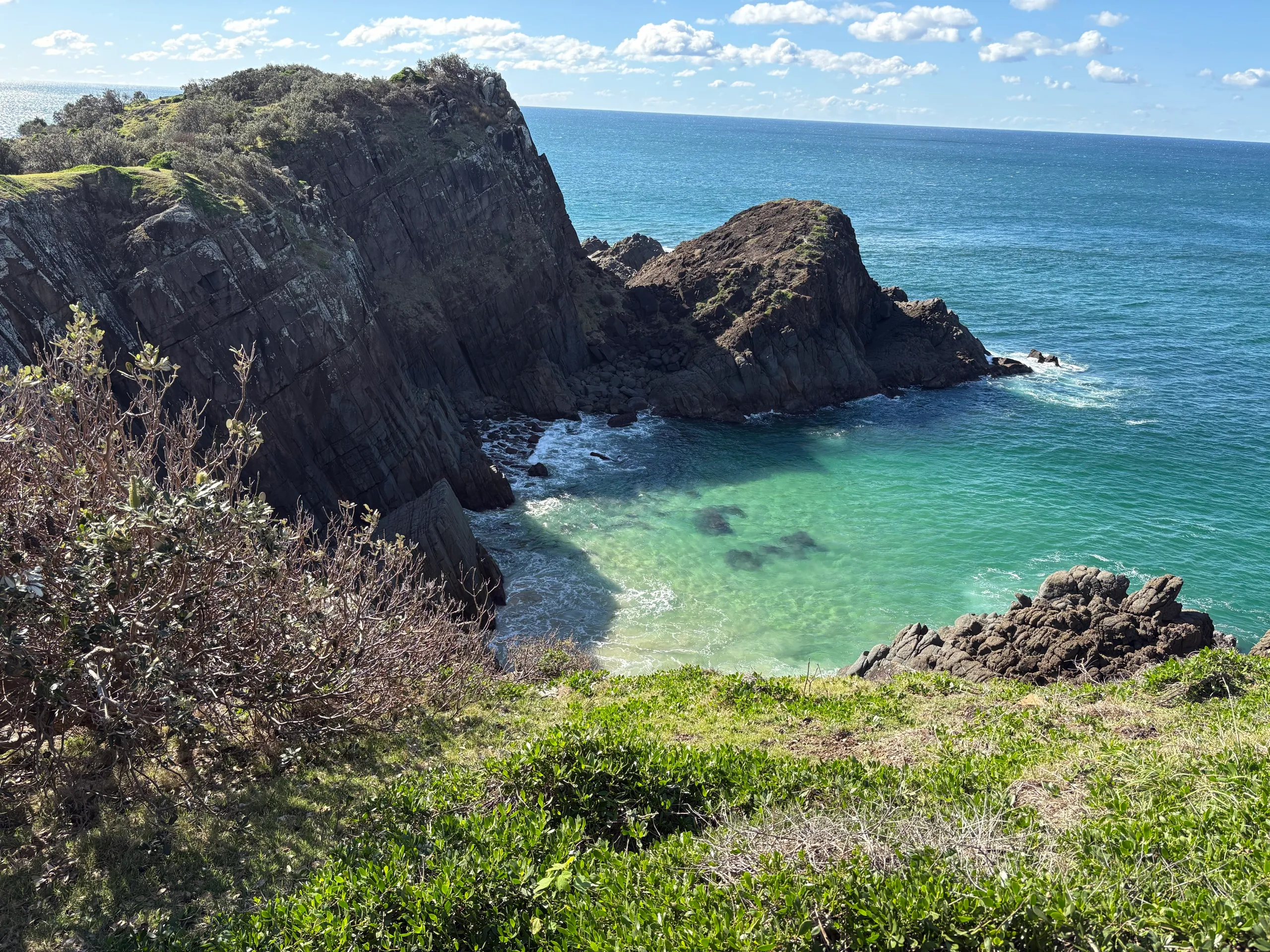 Turquoise cove below the cliffs at Korogoro Point on the Mid North Coast, NSW