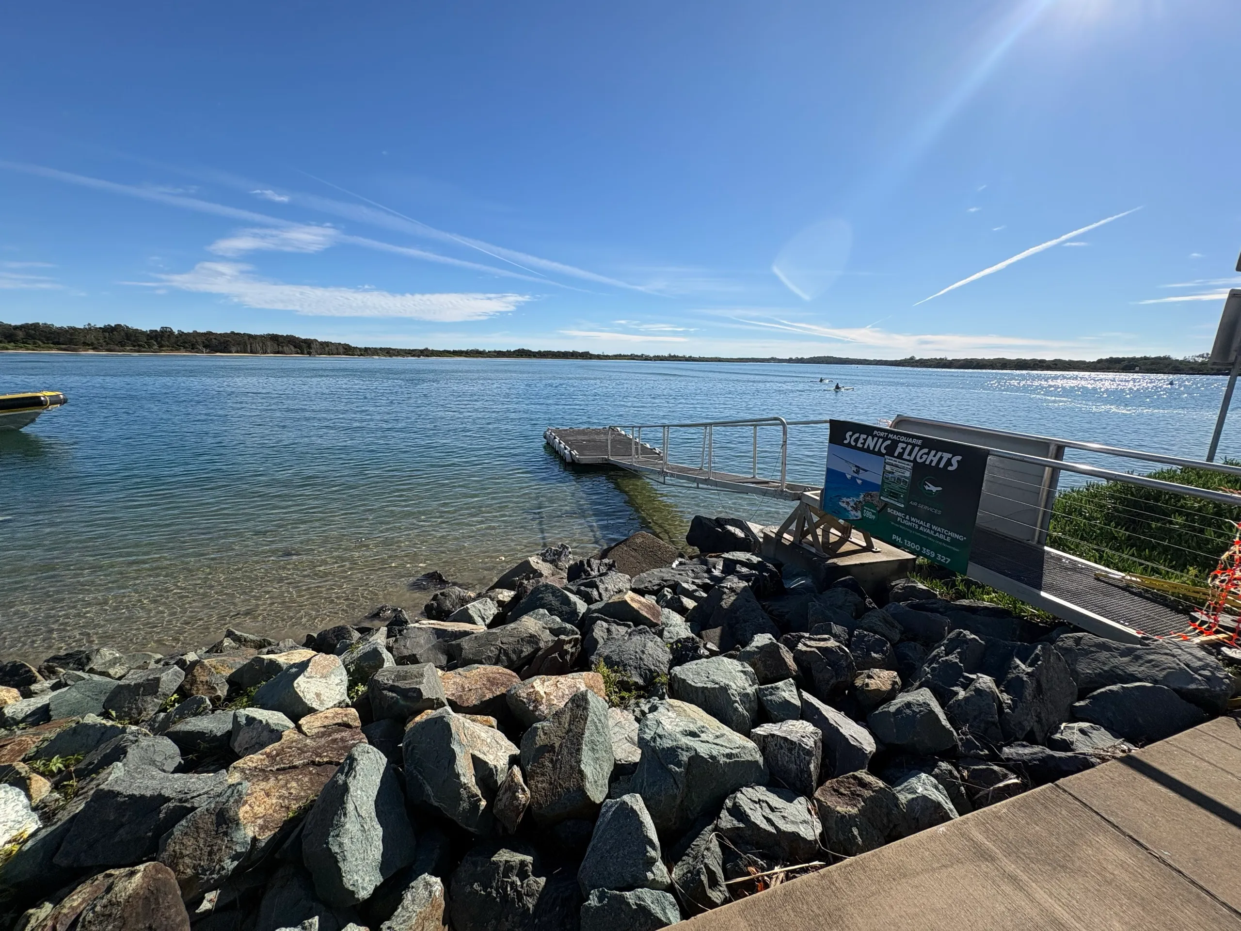 The rock breakwall at the mouth of the Hastings River at Port Macquarie