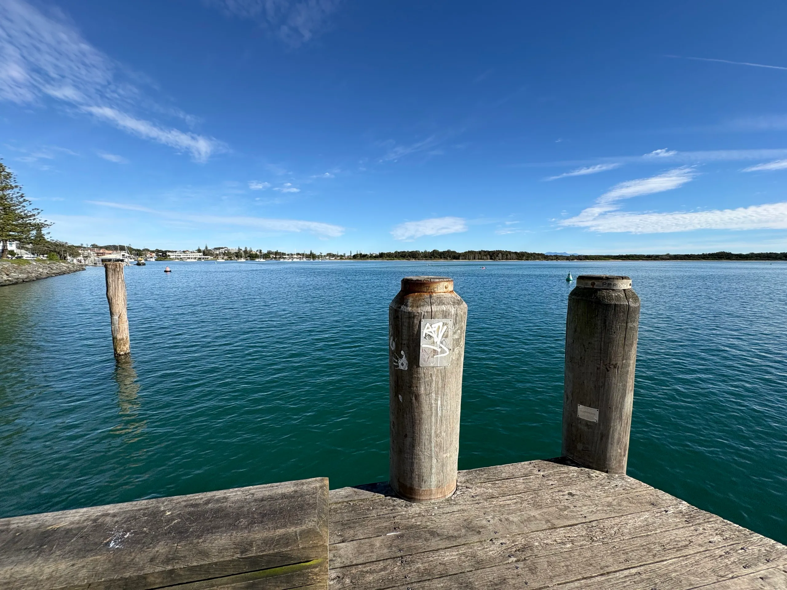 An old timber jetty on the Hastings River at Port Macquarie