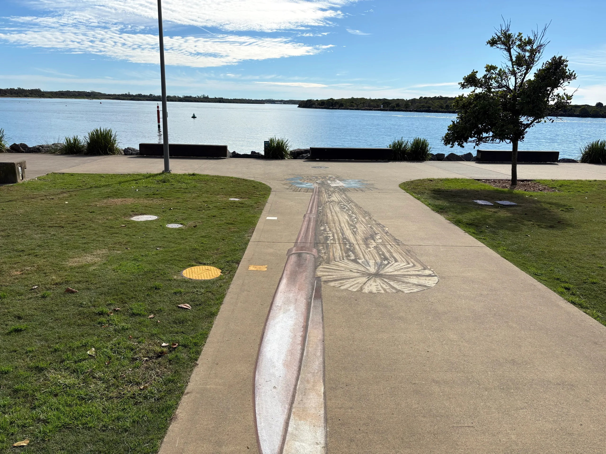 Public art on the Hastings River foreshore in Port Macquarie
