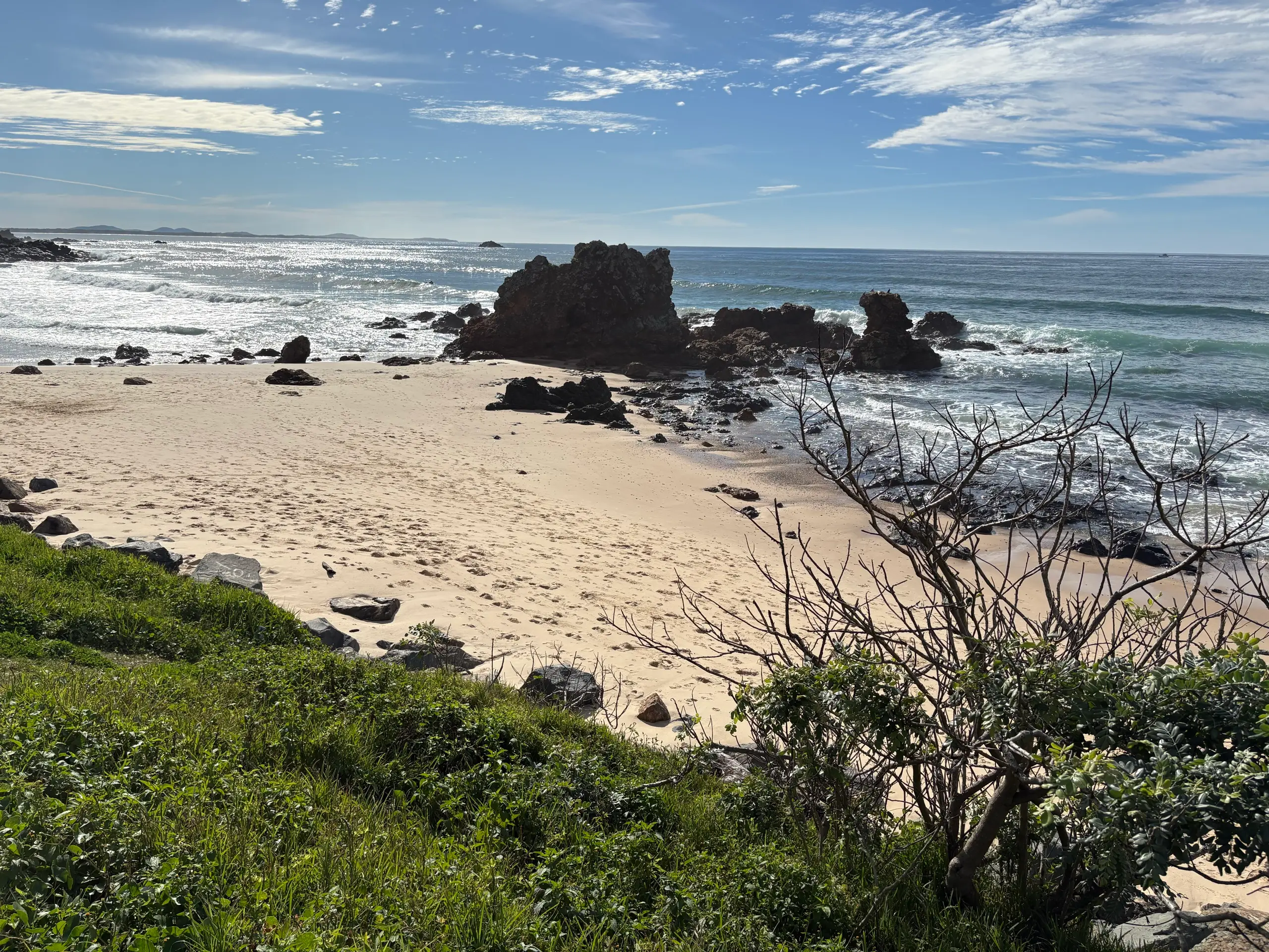 A small rocky cove with sea rocks along the Port Macquarie coast